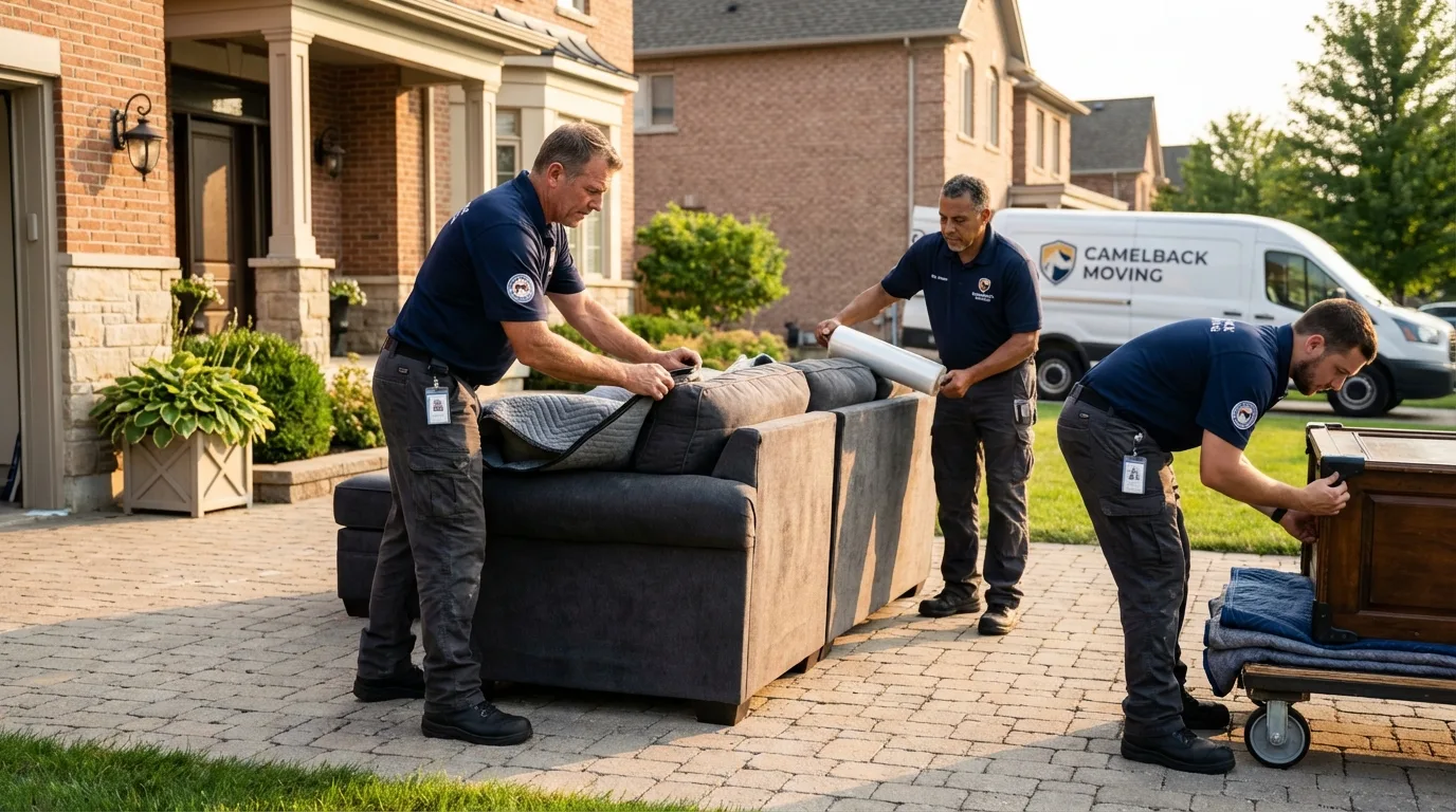 Large estate moving crew wrapping furniture in Indianola, MS