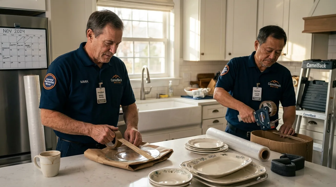 Professional crew packing kitchen dishware in Indianola, MS